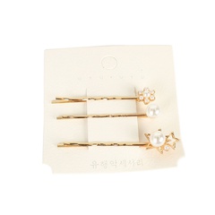 simple alloy stars inlaid pearls word clip hairpin Korean sweet hair accessories wholesale