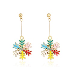 wholesale Christmas series fashion alloy oil dripping snowflake earrings