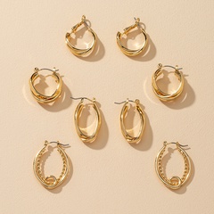hot style jewelry 4 pairs of metal texture earring set wholesale