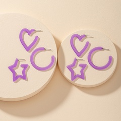 popular new 3 pairs of purple acrylic geometric earrings set wholesale