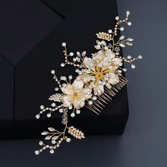 Fashion alloy flower hair comb handmade branches crystal insert comb