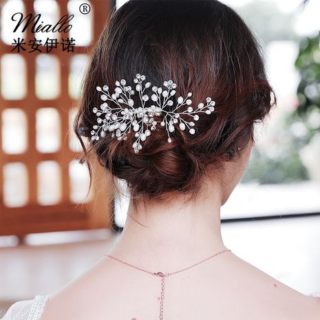 Koreanische einfache Haarkamm handgemachte Perle Platte Braut Kopfschmuck Großhandel's discount tags