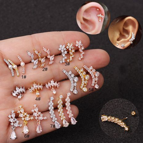 Korean  creative stainless steel thin rod screw earrings's discount tags