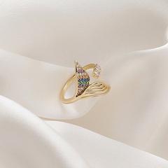 Ring fashion mermaid tail ring micro-inlaid zircon fashion ring wholesale