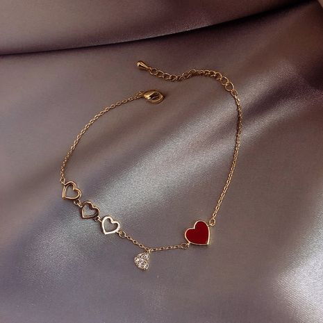 Korean new red peach heart simple  bracelet wholesale NHPF256090's discount tags