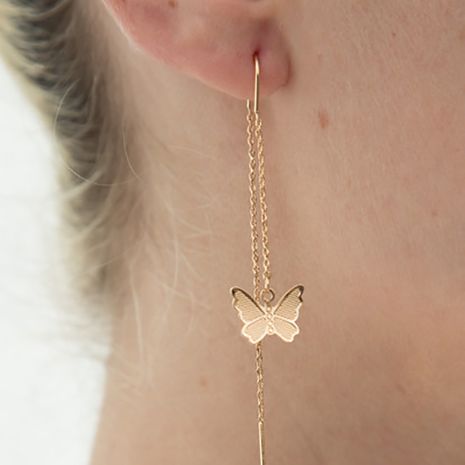nouvelle ligne d'oreille papillon créative rétro boucles d'oreilles en alliage simple en métal en gros's discount tags