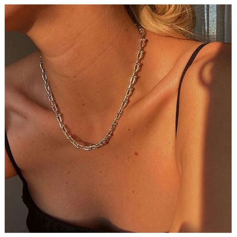 alloy thick chain U-shaped bamboo lock detachable gold necklace wholesale's discount tags