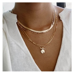 alloy round pendant multi-layer necklace retro simple necklace wholesale