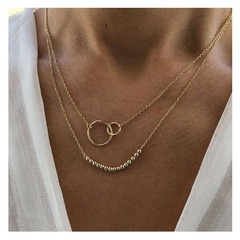 Retro exaggerated golden round bead chain ring pendant fashion multi-layer necklace wholesale