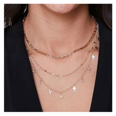 exaggerated golden clavicle cross fashion geometric chain necklace wholesale
