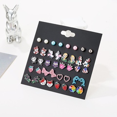 Fashion new blue animal 20 pairs of Christmas butterfly alloy earrings set