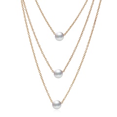 new pearl beaded three-layer single pearl retro simple necklace wholesale
