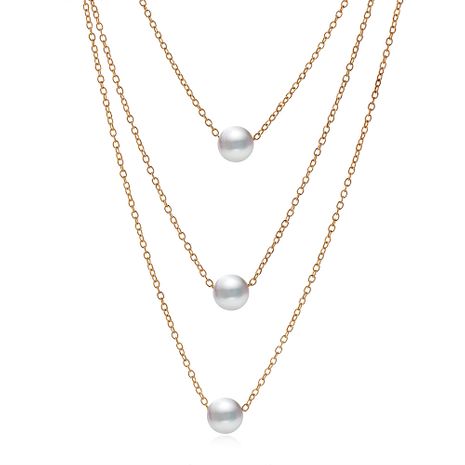 new pearl beaded three-layer single pearl retro simple necklace wholesale's discount tags