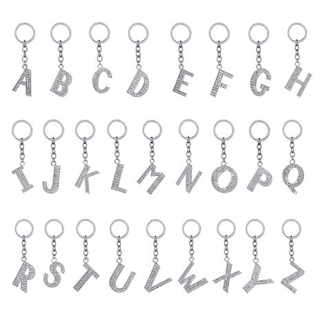 hot-selling fashion 26 English letters diamond keychain  wholesale's discount tags