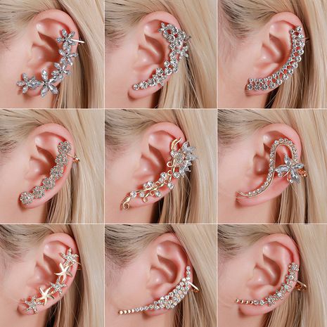 new fashion full of diamond butterfly flowers single crystal ear clip wholesale's discount tags