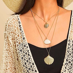 new fashion bohemian style natural shell gold pendant multi-layer women's necklace