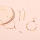Fresh Long and Simple Wheat Pearl Tassel Jewelry Set Female Earrings Necklace Bracelet Combinationpicture9