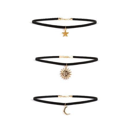 Moda nuevo Sun Moon Star Collar de gargantilla de múltiples capas Conjunto de collar minimalista para mujeres's discount tags