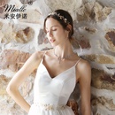 Mian Yino kreative europische und amerikanische Braut kopfschmuck hand gewebtes einfaches Perlen haarband goldenes Blatt haarbandpicture6