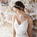 Mian Yino kreative europische und amerikanische Braut kopfschmuck hand gewebtes einfaches Perlen haarband goldenes Blatt haarbandpicture7