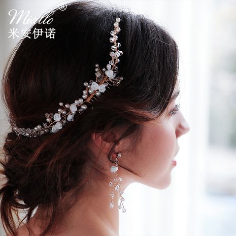 Boucles d'oreilles en perles à la main en poterie douce paire de fleurs peigne chapeaux de mariage's discount tags