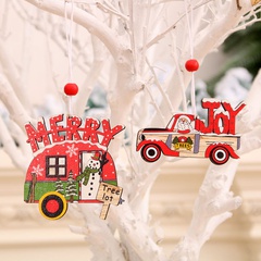 New Christmas Painted Wooden Small Pendant Christmas Decorations Christmas Tree Colorful Elderly Car Pattern Pendant