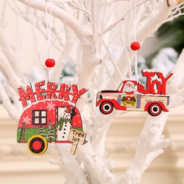 New Christmas Painted Wooden Small Pendant Christmas Decorations Christmas Tree Colorful Elderly Car Pattern Pendantpicture12
