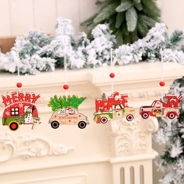 New Christmas Painted Wooden Small Pendant Christmas Decorations Christmas Tree Colorful Elderly Car Pattern Pendantpicture14