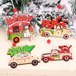 New Christmas Painted Wooden Small Pendant Christmas Decorations Christmas Tree Colorful Elderly Car Pattern Pendantpicture15