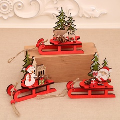 2020 New Wooden Color Assembled Sled Decoration Deer Carriage Gift for Pine Cone YILI Christmas Decorations