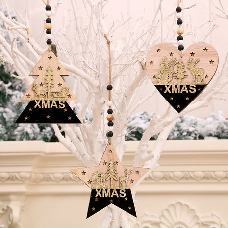 Weihnachts dekorations bedarf Weihnachts baum High-End-Anhänger Schwarz gold Holz drei dimensionale Anhänger's discount tags