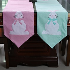 nuevas decoraciones conejito de Pascua camino de mesa mantel rosa azul mantel