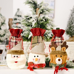 Haube Weihnachts dekoration liefert Leinen knöpfe, karierte Weinflaschen hülle, Cartoon alter Mann, Schneemann, Weinflaschen tasche, Rotwein hülle