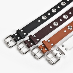 New hot sale punk style ladies pin buckle belt casual decoration hollow rivet inlaid belt wholesale