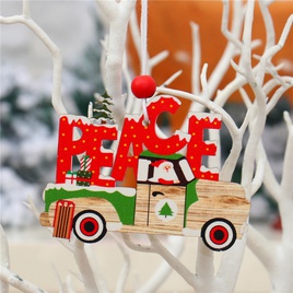 New Christmas Painted Wooden Small Pendant Christmas Decorations Christmas Tree Colorful Elderly Car Pattern Pendantpicture22