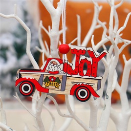 New Christmas Painted Wooden Small Pendant Christmas Decorations Christmas Tree Colorful Elderly Car Pattern Pendantpicture23