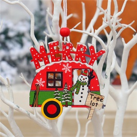 New Christmas Painted Wooden Small Pendant Christmas Decorations Christmas Tree Colorful Elderly Car Pattern Pendantpicture24