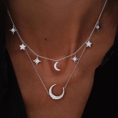 hot-selling star and moon retro simple alloy multilayer  necklace