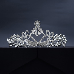 Tocado de la boda de la novia corona de cisne de diamantes de imitacin corona barroca joyera de fiesta al por mayorpicture6