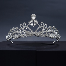 Tocado de la boda de la novia corona de cisne de diamantes de imitacin corona barroca joyera de fiesta al por mayorpicture11