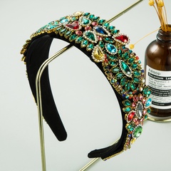 fashion inlaid colored rhinestones cloth baroque style wide  headband wholesale