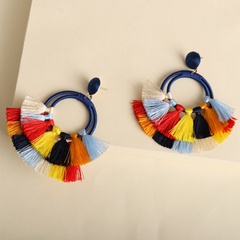 Bohemian new tassel ethnic fashion handmade large circle earrings