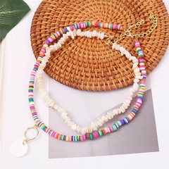 Bohemian soft ceramic gravel multilayer creative shell beaded pendant necklace wholesale