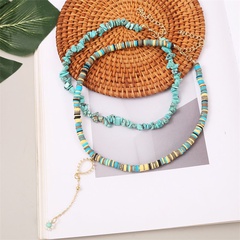 Bohemian handmade soft ceramic gravel multilayer creative long rice bead flower  necklace wholesale