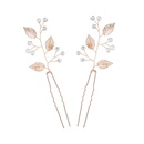 Horquilla hecha a mano de la perla de la hoja de la aleacin nupcial hermosa simple coreanapicture4