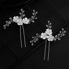 Nueva horquilla nupcial de flores de cristal tejidas a mano antiguas hermosas coreanas
