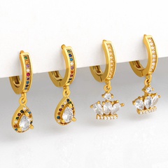 Fashion creative crown diamond micro-inlaid color zircon  earrings