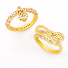 Hot selling Bowknot simple fashion micro-inlaid zircon love ring