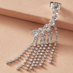 Fashionable Simple Full Diamond Tassel Pendant Geometric Earrings
