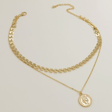 New Fashion  Double Gold Coin Pendant Necklace wholesale's discount tags